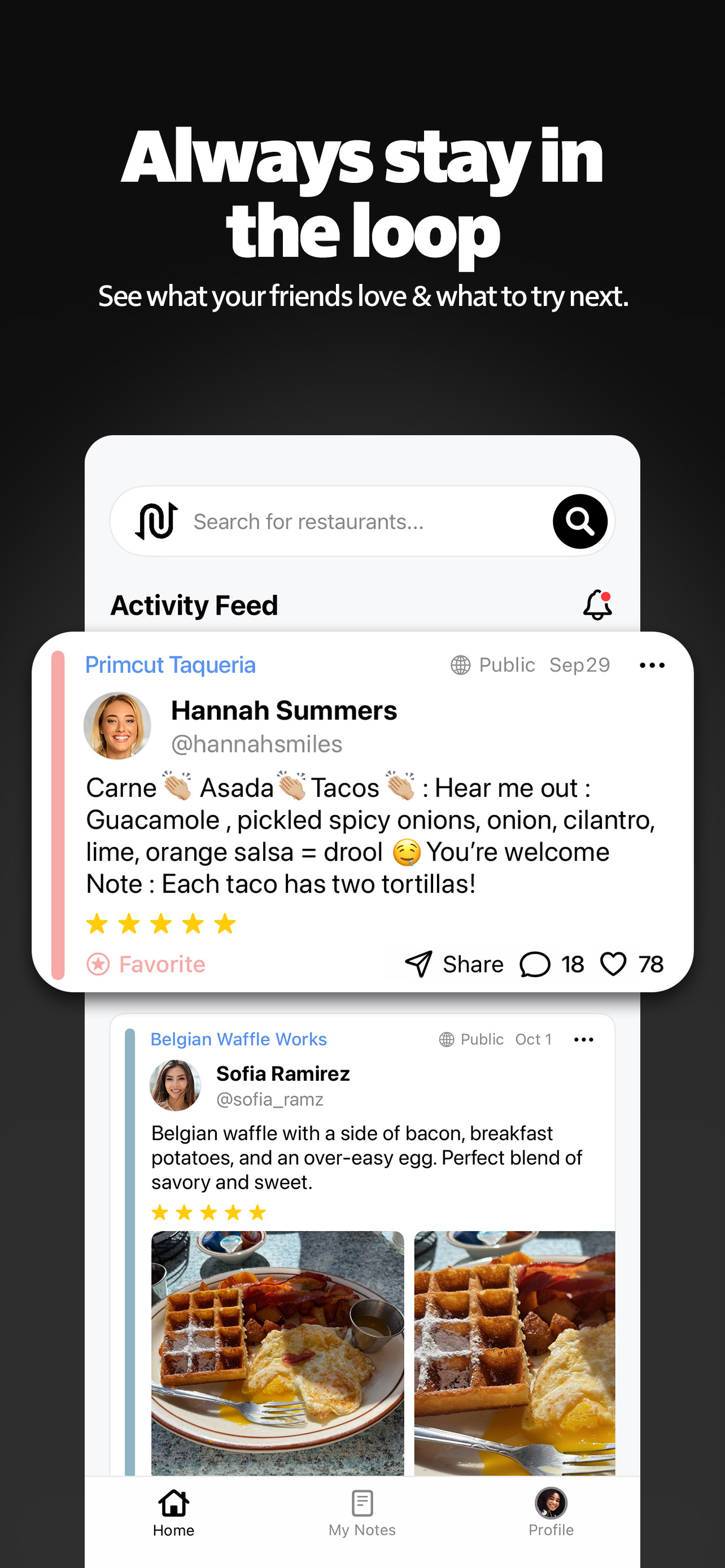Screenshot of App. Always stay in the loop.
