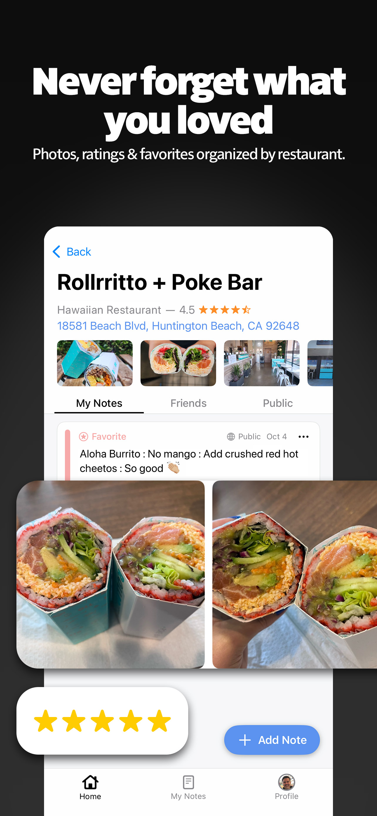 Screenshot of App. Never forget what you loved.