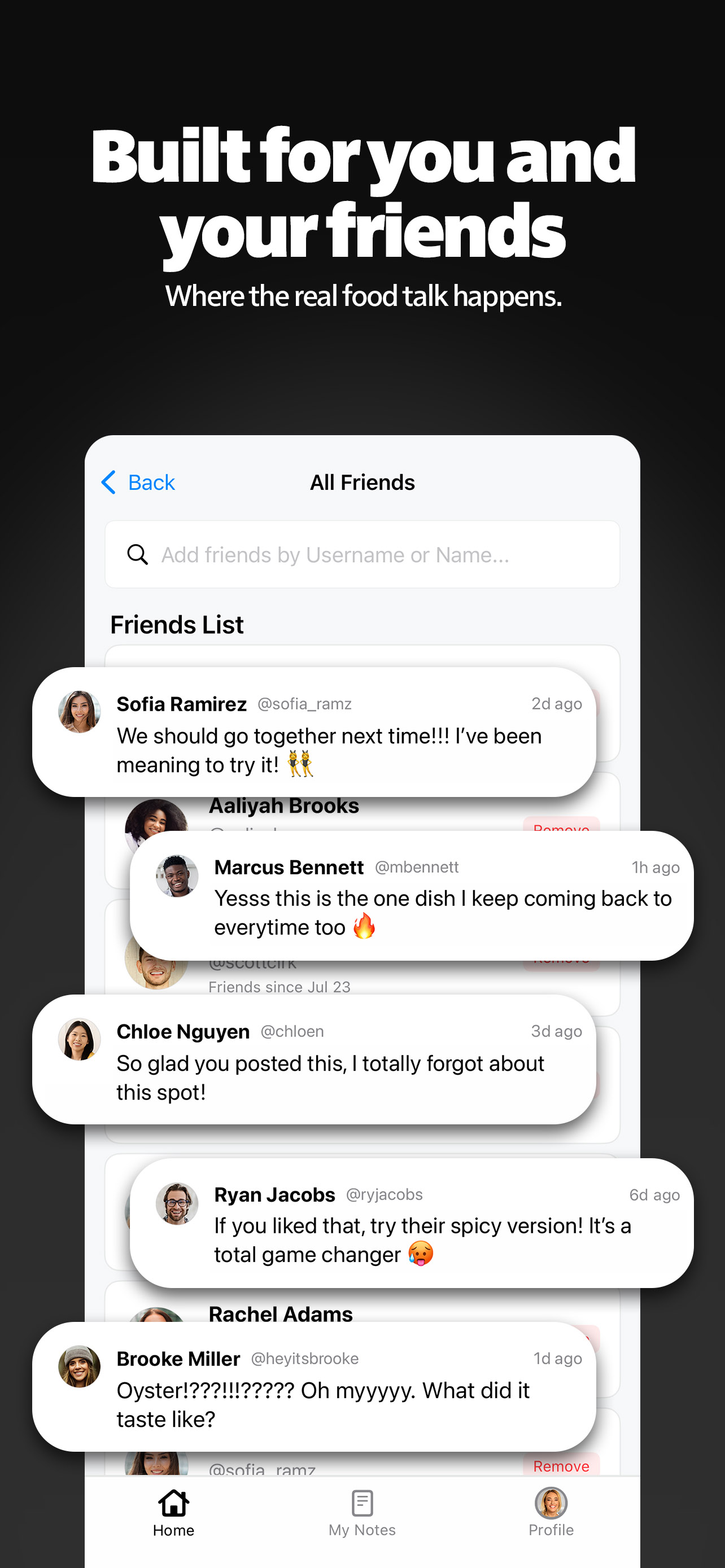 Screenshot of App. Built for you and your friends.