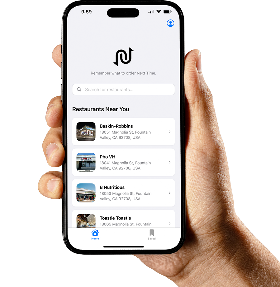 Next Time app screenshot on phone
